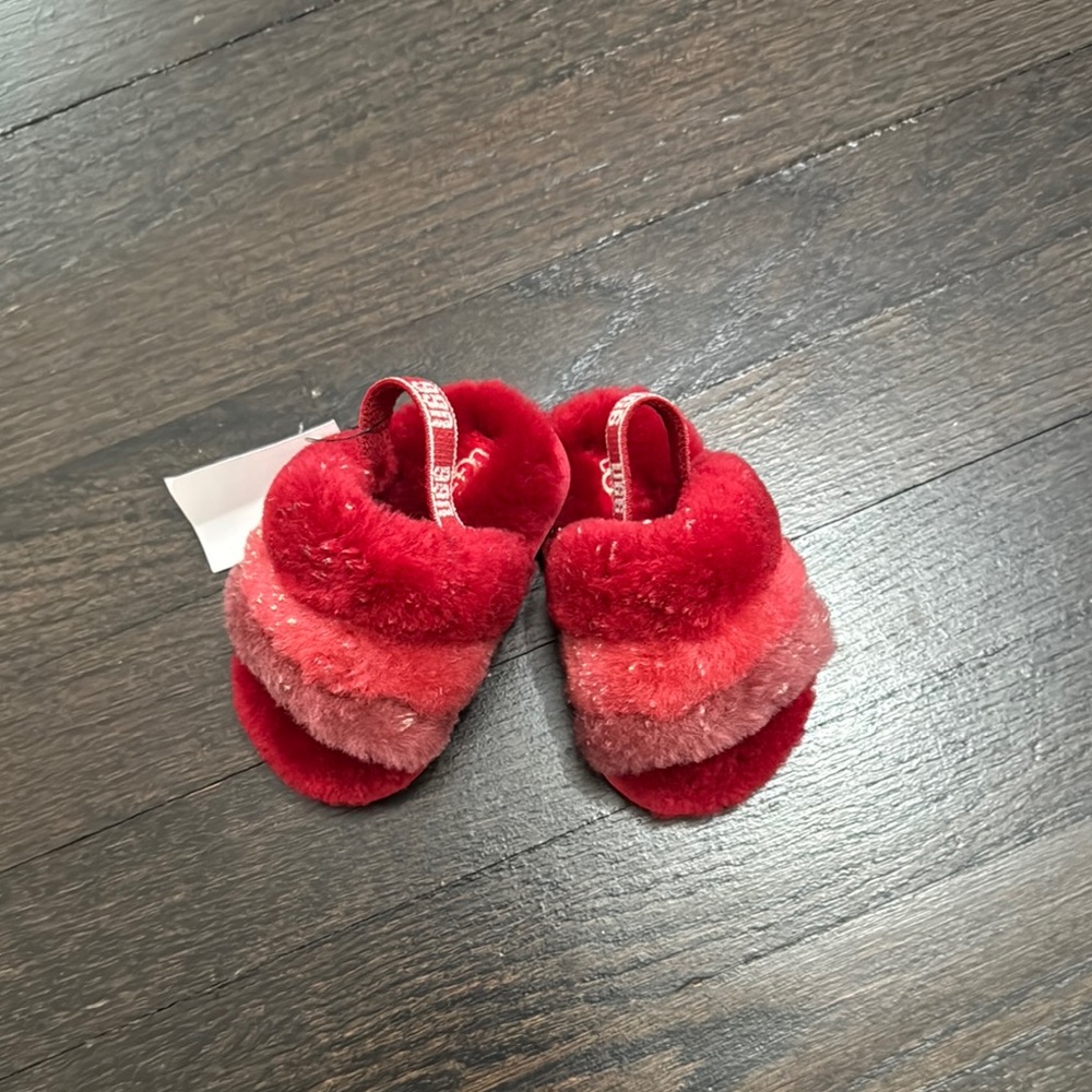 UGG Red Plush Slippers for Cozy Comfort